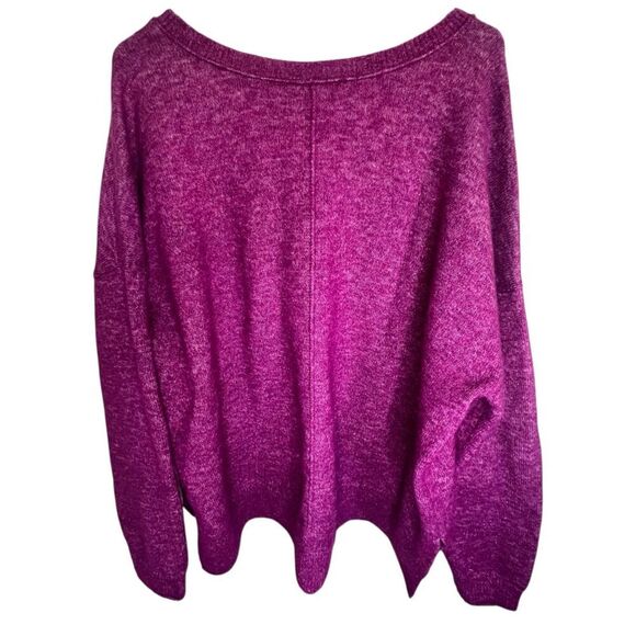 Lucky Brand Bright Magenta V-Neck Relaxed Fit Pullover Sweater - Picture 3 of 4